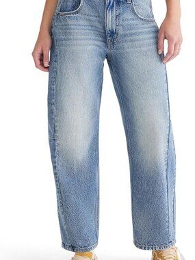 ✨ NWT Aeropostale Mid Rise Barrel Leg Jeans Medium Wash Size 0 Trendy Denim